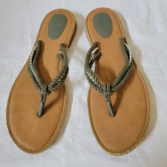 Sperry Size 8.5 Anchor Coy rope sandal flip flop olive green - Picture 3 of 7